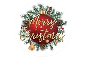 G2PLUS Merry Christmas Stickers - 120 Pcs Red Gold Christmas Gift Stickers, 2'' Round Xams Label Sticker Cards Envelope Seals for Gift Wrapping, Party Favors