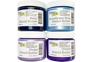 The Crafter's Workshop Stencil Butter Medium, Easy-to-Spread, Adds Shimmer, Shine and Colorful Texture, Cleans Up with Water, 4 pk, 2-oz each, Blueberry Meadow
