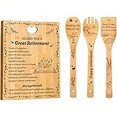 Retirement Gifts for Women/Men 2025,Bamboo Cutting Board Set Retirement Gifts for Coworker Leaving Gift for Retired Colleagues,Friends,Teachers,Bosses,Parents,Family-Recipe for a Great Retirement