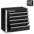 P.I.T. Mini Black Tool Box, Portable 5-Drawer Micro Roll Cab Steel Stackable Tool Box with Liner, Black Small Tool Case for Tools Storage and Organizers, Home DIY