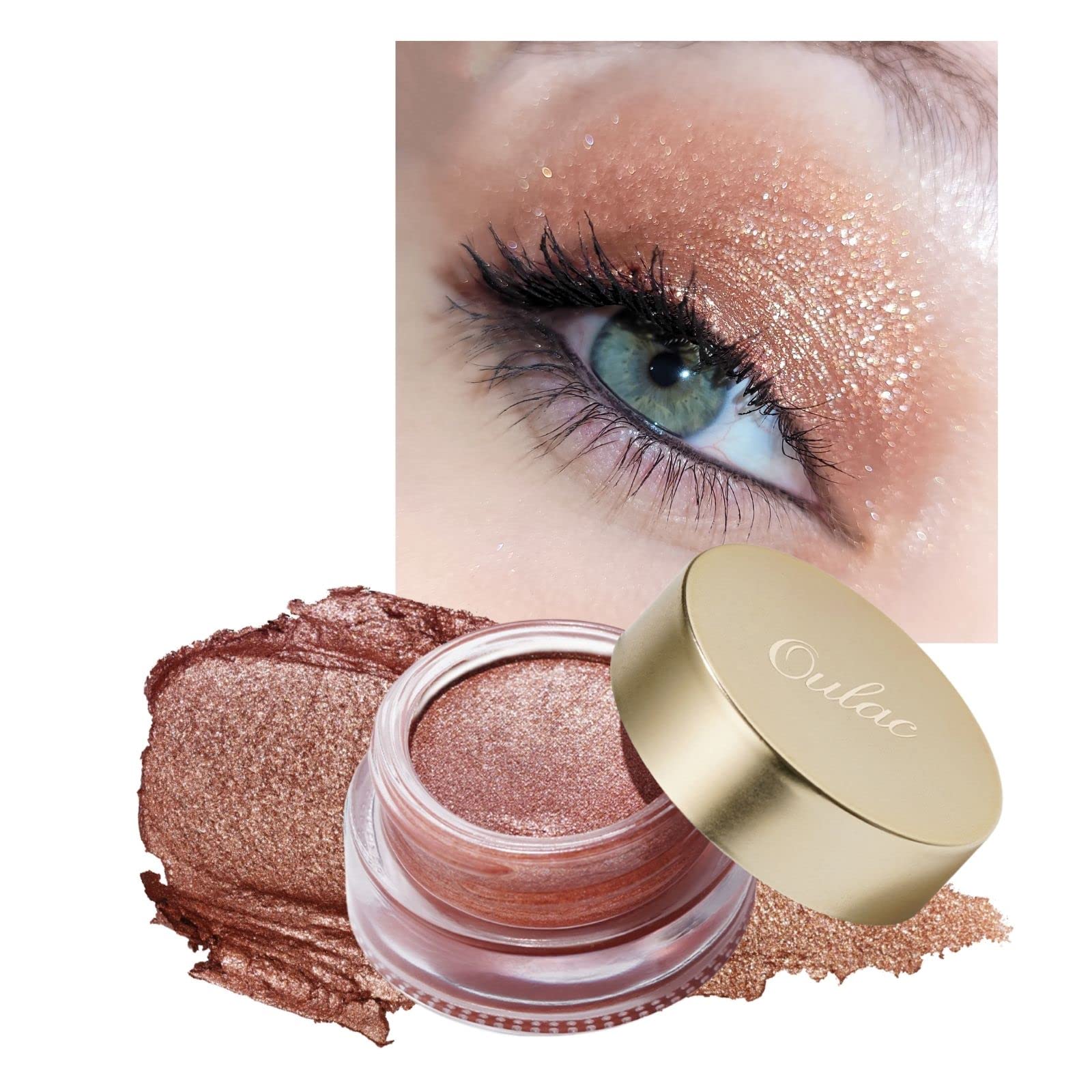 OULAC Cream Eyeshadow, Glitter Peach Eyeshadow, Holds Makeup For 12 Hours +, Waterproof and Sweatproof, Crease Resistant, Vegan | 06g, Cheers! (08) — image 1