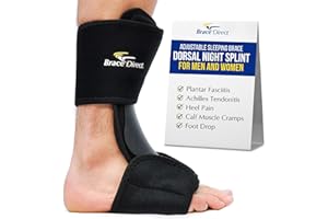 Brace Direct Dorsal Night Splint – Adjustable Sleeping Brace for Plantar Fasciitis, Achilles Tendonitis & Drop Foot, Heel & Arch Pain Relief, Size S-M (US Shoe Men 5-8 / Women 6-9)