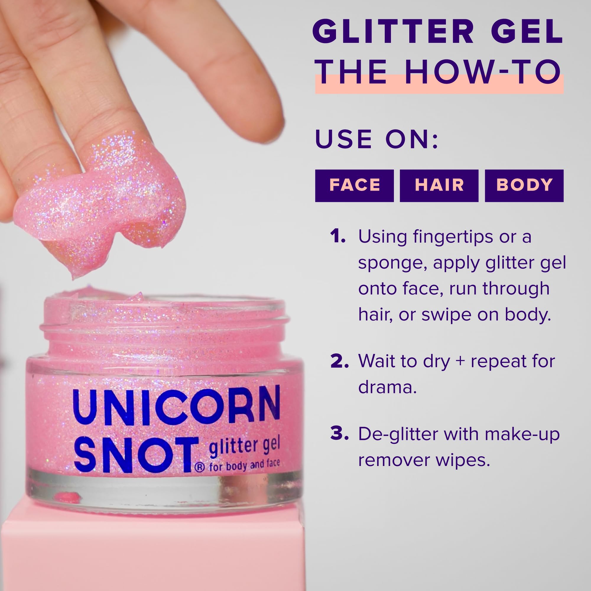 UNICORN SNOT Holographic Face Glitter & Body Glitter Gel | Holiday Glitter Makeup: Stocking Stuffers & Christmas Gift | Hair Glitter, Vegan & Cruelty Free, 1.7 oz Pink Glitter (Flamingo)