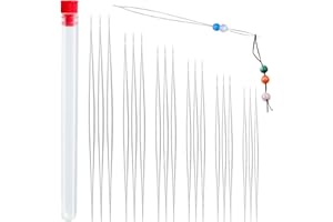 Zxiixz 18 PCS Beading Needles, 6 Sizes Beading Big Eye Needles Seed Beads Needles Large Eye Collapsible Beading Needles Set with Needle Bottle for Jewelry Making