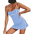 Move With You Womens Workout Tennis Dress with Built-in Bra & Shorts Pockets Sleeveless Exercise Golf Dresses