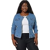Agnes Orinda Denim Jacket for Women Plus Size Collarless Long Sleeve Button Down Jean Jacket 2025 Western Outfit