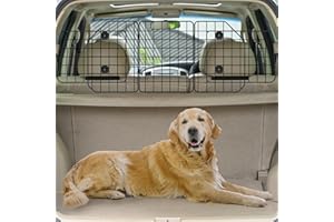 PINPON Dog Car Barrier for SUV, Vehicles, Cars, & Trucks, Adjustable Dog Car Divider for Universal Fit, Heavy-Duty Wire Mesh Pet Divider Cargo Area for Safety Driving and Travel