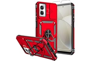 SKMY for Moto G Power 5G 2024 Case,with Screen Protectors and Camera Cover,[Military Grade] 16ft.Drop Tested Cover with Magnetic Kickstand Protective Case for Motorola G Power 5G 2024, Red