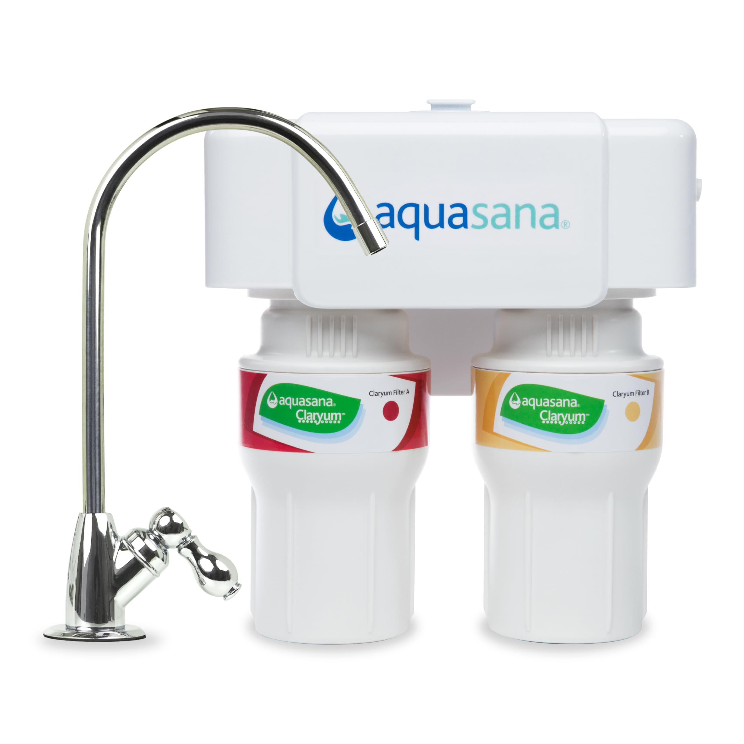 Photo 1 of Aquasana Under Sink Water Filter System - Reduces PFAS, Lead, & Chlorine in Drinking Water - Under Counter Claryum Filtration for Kitchen - 2-Stage - Chrome Faucet - AQ-5200.56