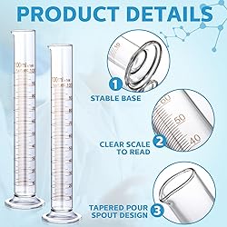 Copkim 10 Pcs Glass Graduated Cylinder Metric Scale
