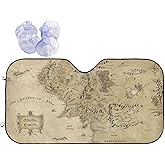 Teery-YY Car Windshield Sunshade - Middle Earth Map Pattern, Sun Visor Protector Blocks UV Rays Universal Auto Accessories Keep Your Vehicle Cool for Car Truck or SUV - Small