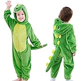LOLANTA Toddler Dinosaur Animal Costume Unisex Baby Kids Flannel Hooded Romper Jumpsuit Dress Up Outfit