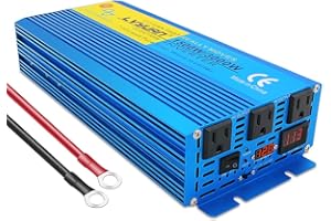Cantonape 1500W Pure Sine Wave Inverter 12V to 110V 3000W Peak Power Converter DC to AC with LCD Display, 3 AC Outlets for Car Boat Truck RV Solar Power (Pure Sine Wave 1500W)