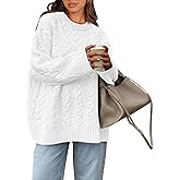 Okiwam Women's Oversized Sweaters Crewneck Cable Knit Pullover Casual Loose Fall Outfits Spring Fashion Clothes 2026