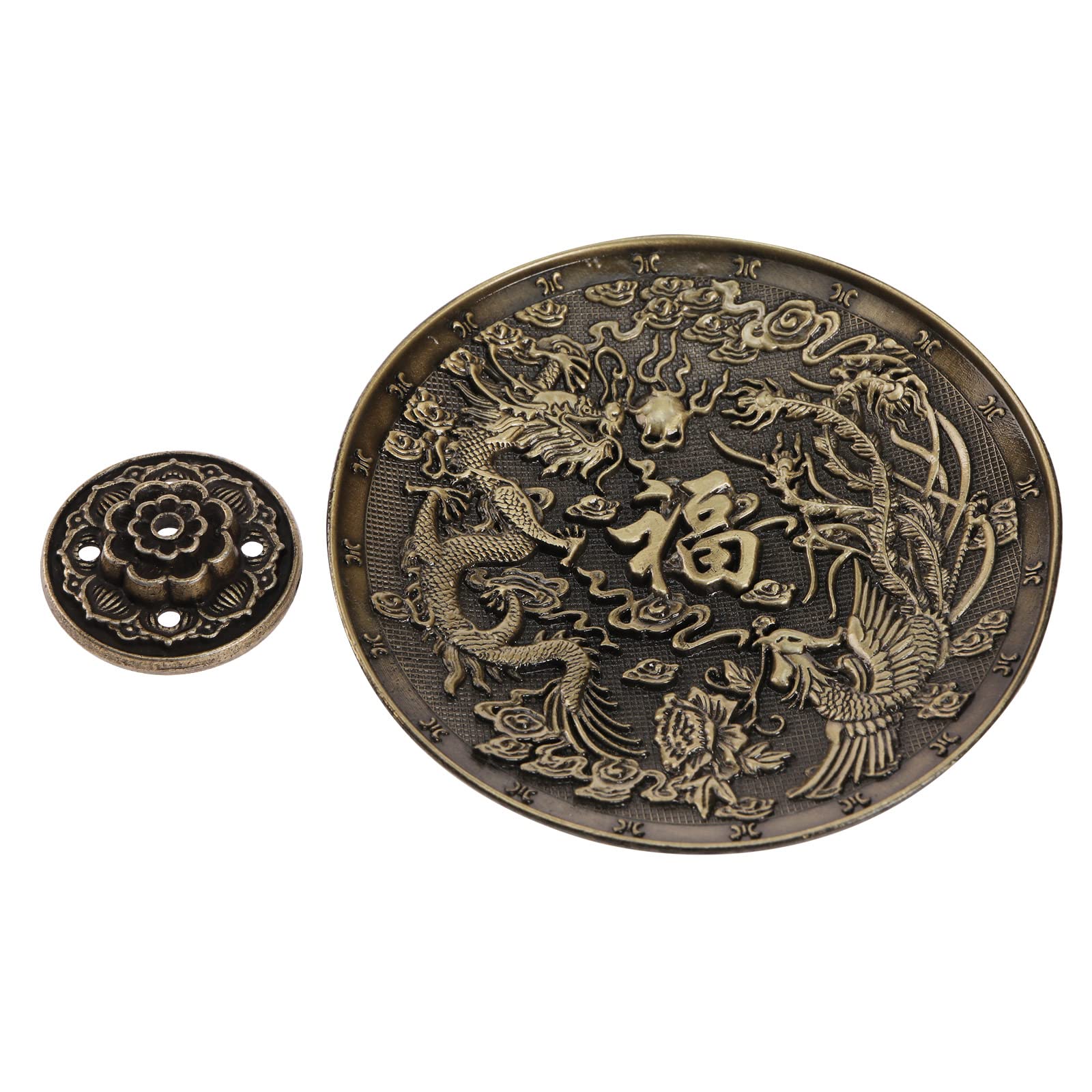 Be In Your Mind Lotus Incense Sticks Holder Incense Burner Holder with Dragon and Phoenix Ash Catcher for Home Bedroom Living Room Office Hotel Cafe Yoga Sauna