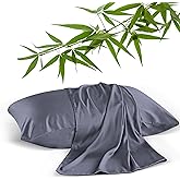 2 Pack Cooling Pillowcases for Hot Sleepers & Night Sweats, 400 TC Bamboo Viscose Pillow Protectors, Zippered Pillow Cases King Size, Breathable Silky Soft Pillow Covers, Dark Grey, 20x36