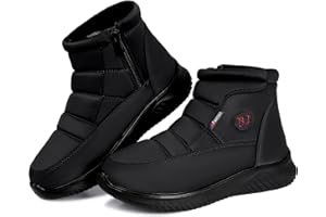 TEMOFON Snow Winter Boots for Women: Slip on Ankle Wide Width Warm Fur Lined Comfortable Booties Cold Weather Outdoor Snow Boot with Side Zipper