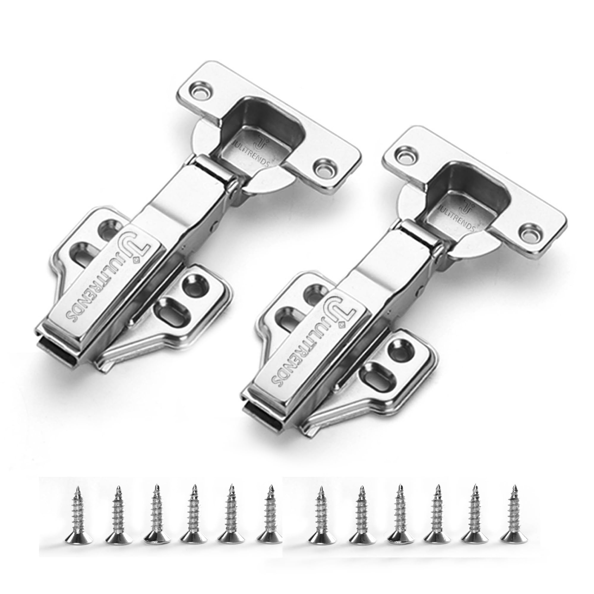 2 Pcs Cupboard Door Hinges Adjustable Soft Close Concealed Door Hunges for Kitchen Cupboard Wardrobe Furniture New Type Small Angle Mute Cushioned Cabinet Hinges 1 Pair with Screws - Full Cover