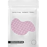 BLISALI Exfoliating Shower Towel 48",Premium Scrub Wash Cloth for Body Face, Exfoliating Washcloth for Men and Woman(Pink)