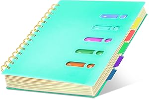 Yoment 5 Subject Notebook College Ruled Small Spiral Notebook 5x7 with Removable Dividers 270 Pages Notebooks for Work Multi Subject Notebook for Note Taking School, A5 Green