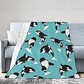 Killer Whale Blanket Soft Warm Bed Bedding Throw Blankets Cool Boys Gifts for Couch Bedroom Sofa Office Car, All Season Cozy Flannel Plush Blanket for Kids Adults, 50"X40"