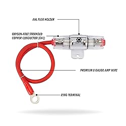 InstallGear 8 Gauge AWG 1ft Power Wire with 100 AGU