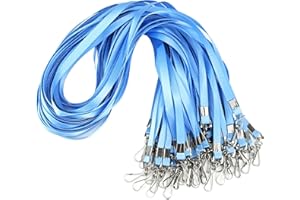 KORTY Light Blue Lanyards Bulk 50 packs Lanyards for ID Badges,Lanyards with Swivel Hook Clips for Name Tag Lanyard ID Holder