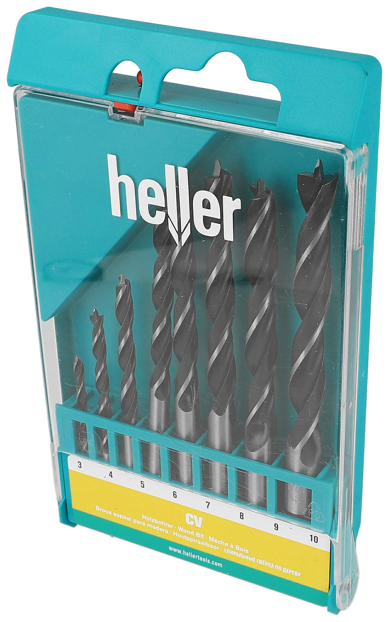 Heller Tools 333 CV Brad Point Bit, Proven Classic for Drilling Solutions in Any Type of Wood, CYL, Set 8-pcs. Ø 3/4/…/9/10 mm — image 1