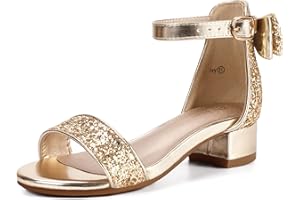 PANDANINJIA Girls Dress Shoes Toddler Kids Heels Sandals Ankle Strap Wedding Party Phoebe Flower Girl Shoes