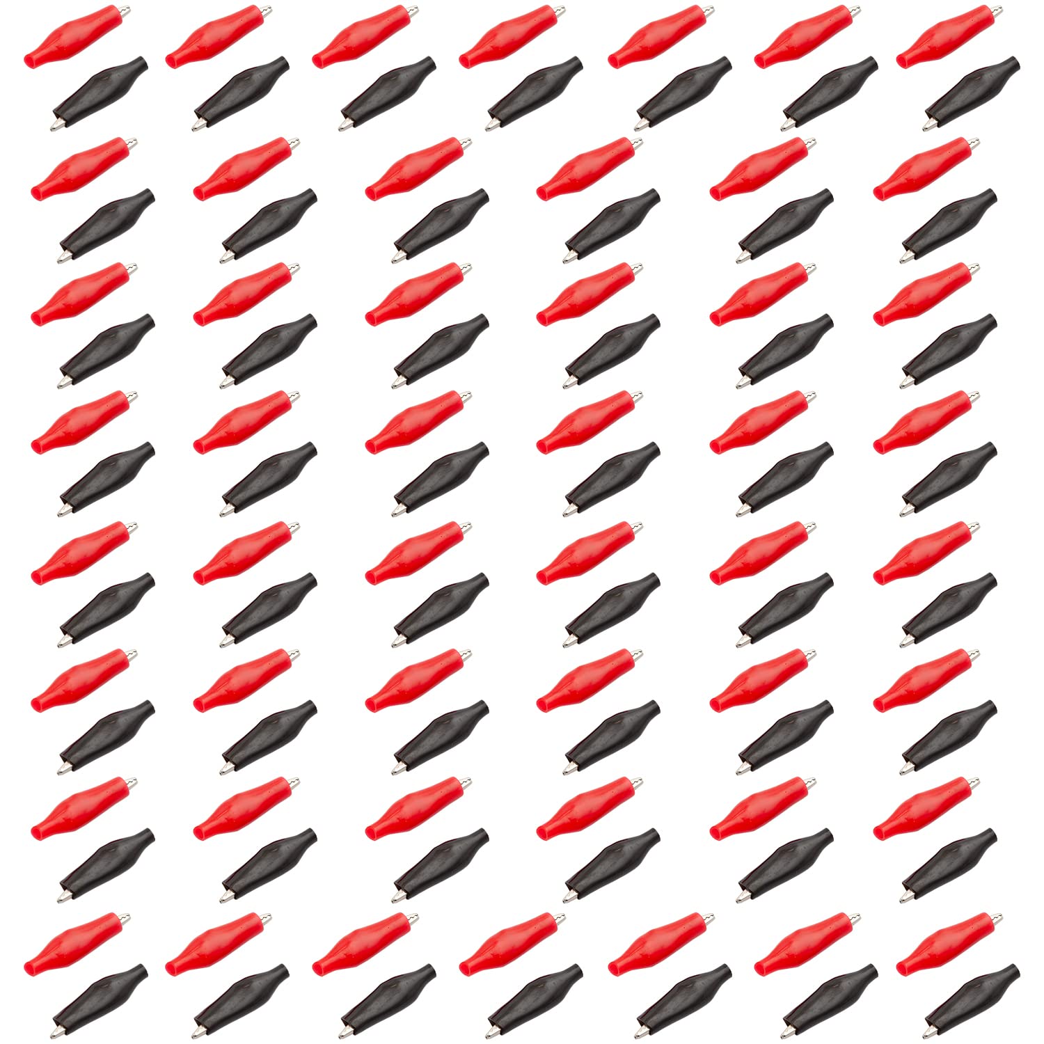 AZ Delivery 100 x Crocodile Clips 28mm Electric Clip For Testing Alligator Clamp Probe Meter Plastic Boot Protective Insulation Cover G98 Red Black Color