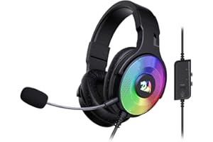 Redragon H350 RGB Wired Gaming Headset, Dynamic RGB Backlight - Stereo Surround-Sound - 50MM Drivers - Detachable Microphone,