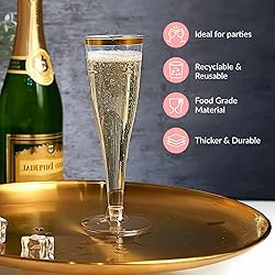 Prestee 48 Disposable Plastic Champagne Flutes with