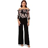 Adrianna Papell Womens Print Chiffon Jersey Jumpsuit