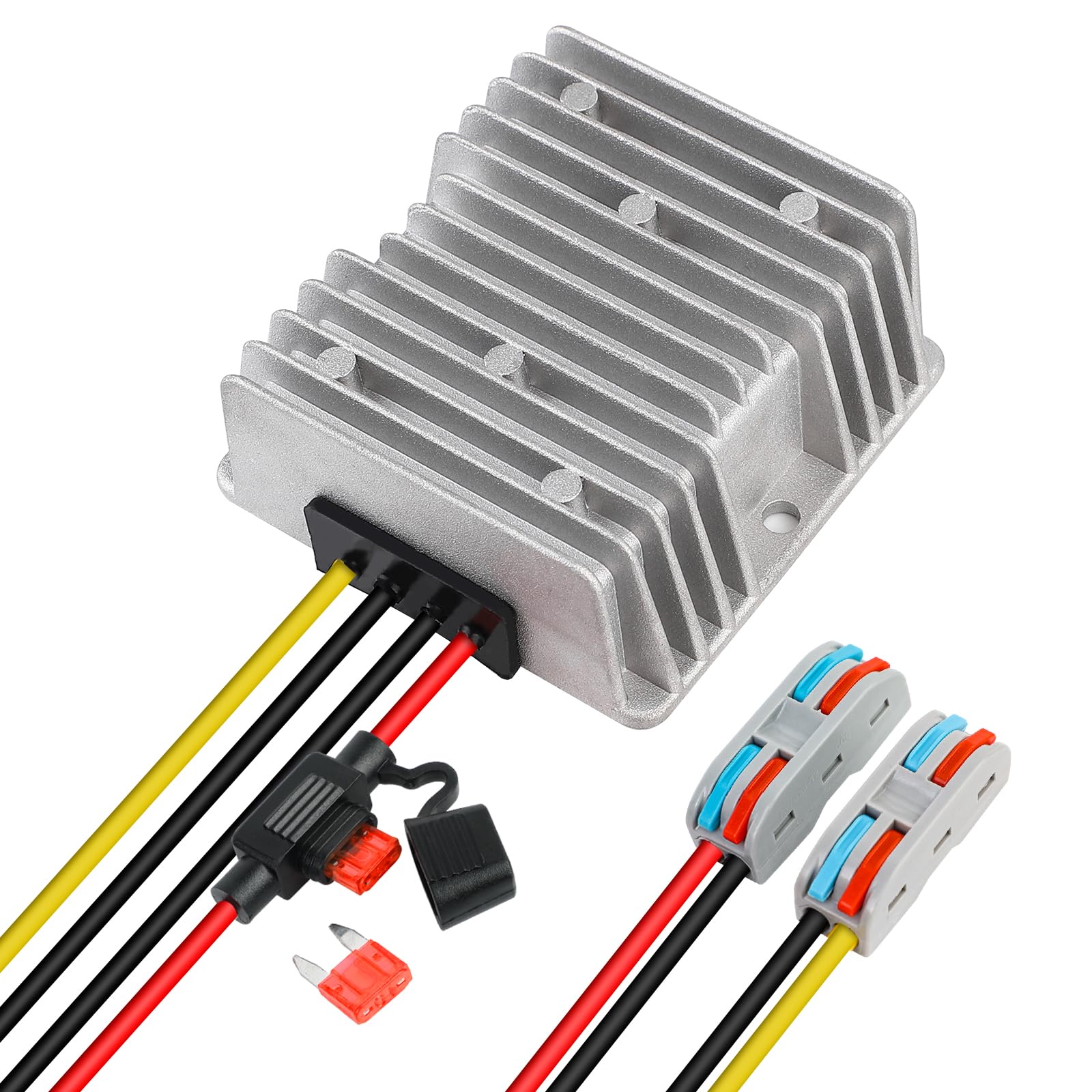 Photo 1 of DC 36V 48V to 24V 10A 240W Converter Voltage Regulator Buck Reducer Power Converter with Fuse & Connectors, Waterproof Module Transformer for Golf Cart Club Car