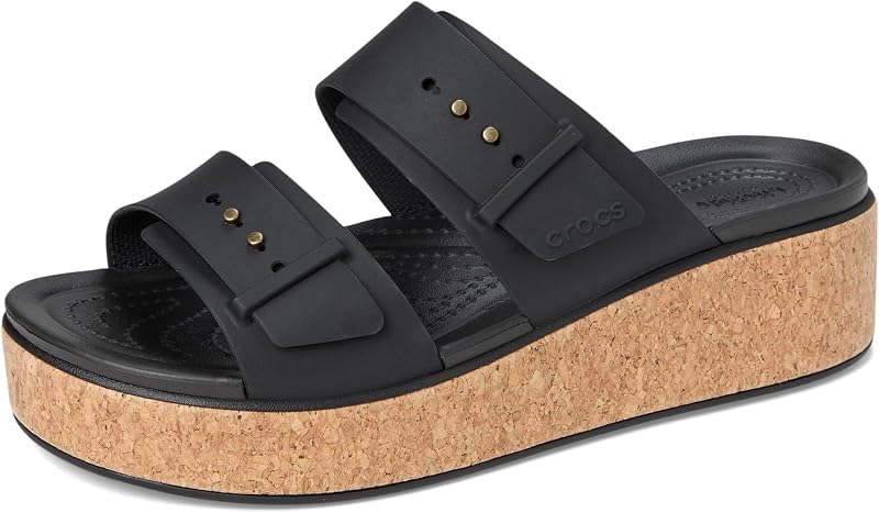 Brooklyn Cork Buckle Sandalo, Nero, Donna, EU 37-38