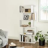 VASAGLE 5-Tier Bookshelf Room Divider White LBC62WT Modern Storage view 3