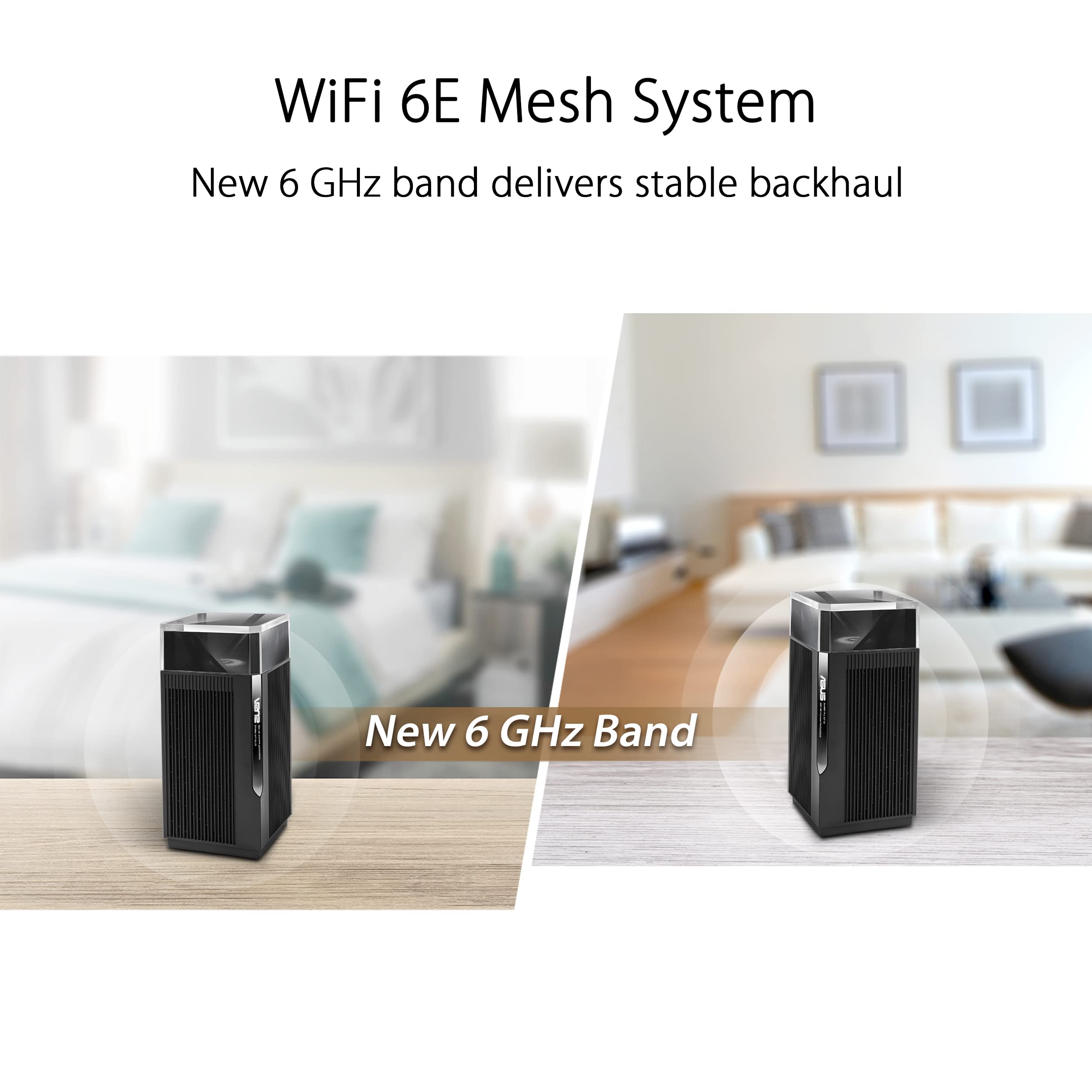 ASUS ZenWiFi Pro ET12 AXE11000 Tri-Band WiFi 6E Mesh System (2 pack), Coverage up to 6000 sq ft, Subscription-free Network Security, Advanced Parental Controls, Instant Guard, VPN, Dual 2.5G Ports