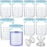 Skylety 8 Set Plastic Paint Container with Lids Airtight Paint Storage Container with Stainless Steel Mixing Ball Touch up Cups(1000 ml,Blue)