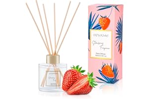 DIUFJAG 100ml Scent Diffuser with 6 Fiber Sticks, 3.5 oz Reed Diffuser Set Aromatherapy Fragrance Diffusers Air Fresheners for Home Bedroom Bathroom (Strawberry)