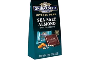 GHIRARDELLI Intense Dark Chocolate Squares, Sea Salt Almond, 4.12 Oz Bag