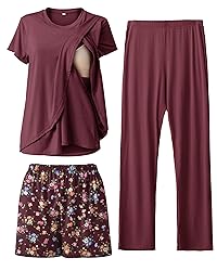 Rnxrbb 3 Piece Postpartum Nursing Pajamas Set