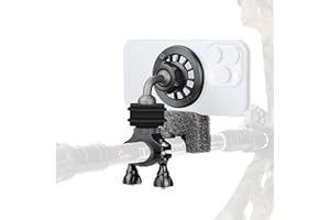 SUNYA Archery Bow Stabilizer Phone Mount. Strong Magnetic, Aluminum Alloy, with Damping System. Archery Phone Holder Compatible with Magsafe iPhone 15/14/13/12 or Other Phones. Flexible Viewing