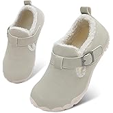 BARERUN Toddler Slippers Wide Waterproof House Shoes Fuzzy Suede Moccasin Slippers for Kids Barefoot Adjustable Indoor Outdoor Slip On Warm Winter Shoes