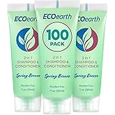 EcoEarth - Travel Size Shampoo Conditioner - 2-in-1, Spring Breeze, 1 fl oz, 100 PK - Revitalizing & Refreshing Conditioning 
