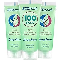 EcoEarth - Travel Size Shampoo Conditioner - 2-in-1, Spring Breeze, 1 fl oz, 100 PK - Revitalizing & Refreshing Conditioning 