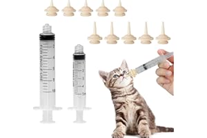 SUXGUMOE Pet Feeding Syringe -10 Pcs Silicone Feeding Nursing Nipple and 5ML/10ML Feeding Syringe, Pet Nursing Feeding Tools for Kittens Puppies Newborn Animals