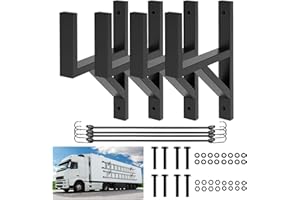 MUSIXIA Side Mount Ladder Rack for Open & Enclosed Trailer - Heavy Duty Steel Ladder Rack with Wall Hooks, 4 Pack, Fit for Trailer/Truck/RV, Secure Ladder Storage