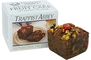 Trappist Abbey Monastery Fruitcake - Christmas Cake with Candied Fruits & Nuts - Traditional Fruit Cake Soaked in 120 Proof Brandy (1 lb)