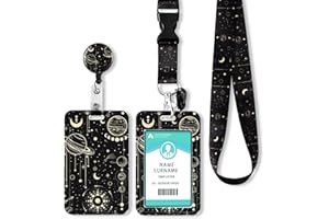 HINSLY ID Badge Holder with Lanyard, Retractable Badge Holders Reels with Lanyards Adjustable, for Women Kids Teacher Nurses Doctor Student