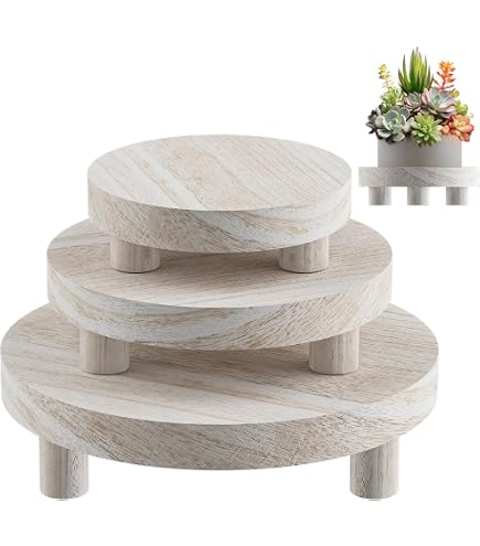 Stackable Patio Risers Small Risers For Decor PRETYZOOM 3-Piece Wood Display Risers ...